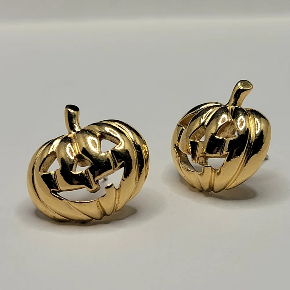 Vintage Gold Jack-o-lantern Halloween Earrings | Avon